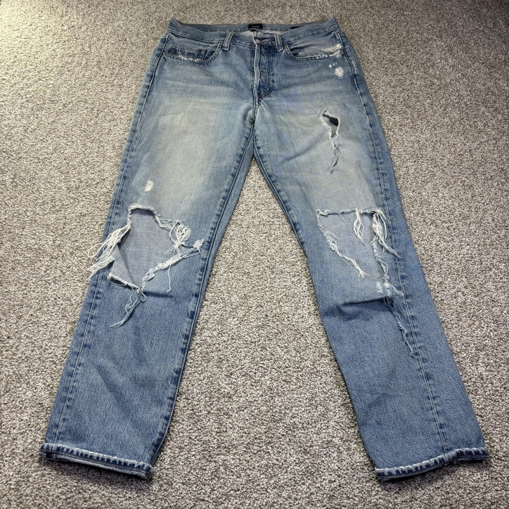 Edwin CA1 Classic Straight Jeans Mens 27x28 Blue Light Wash Distressed Denim